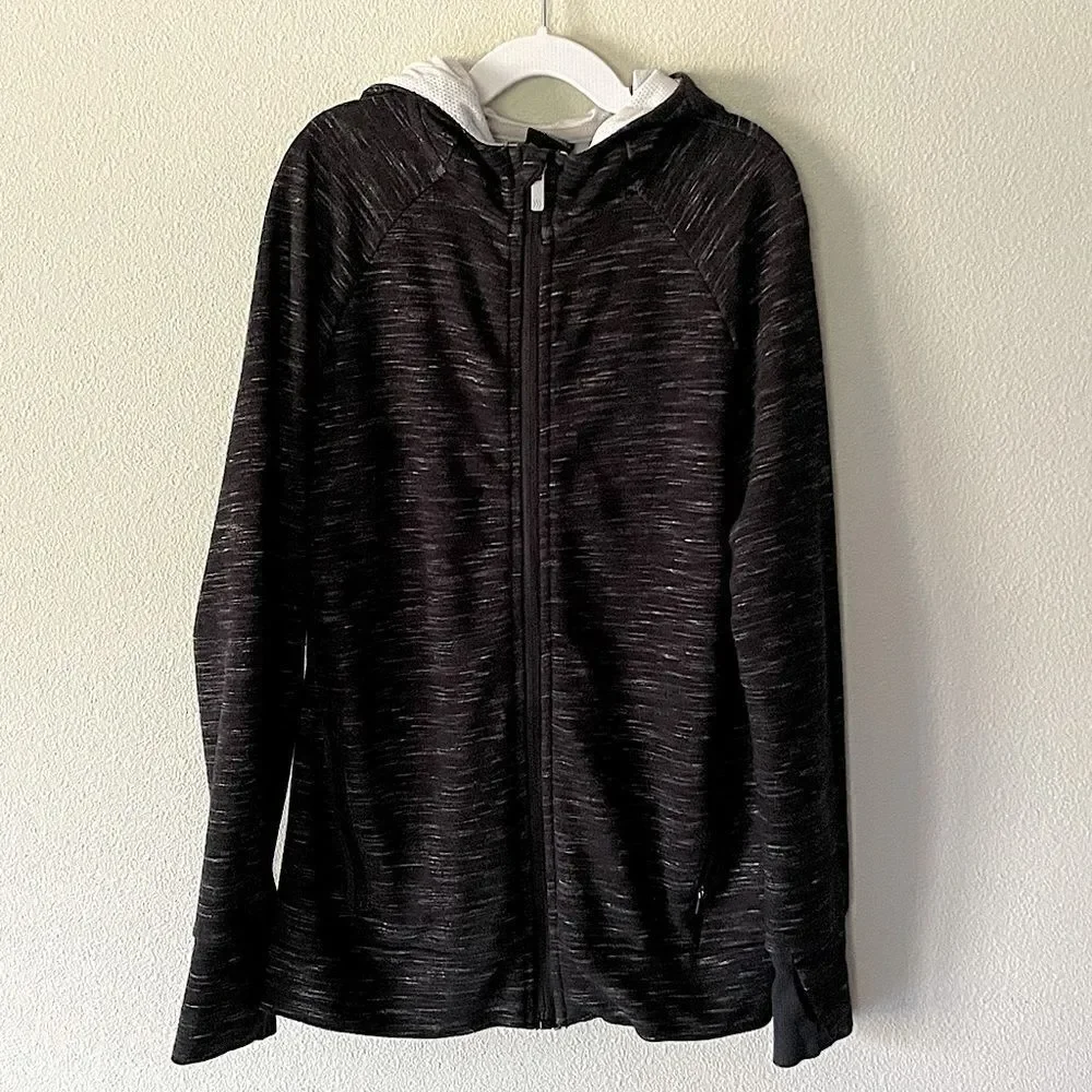 Youth All-In-Motion Black, Speckled Full-Zip Long-Sleeve Jacket. Size Medium.